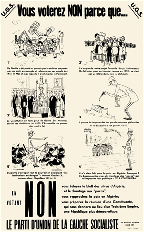 Vous voterez NON parce que..., UGS (Union de la Gauche Socialiste), contre le referendum du 28 septembre 1958. home